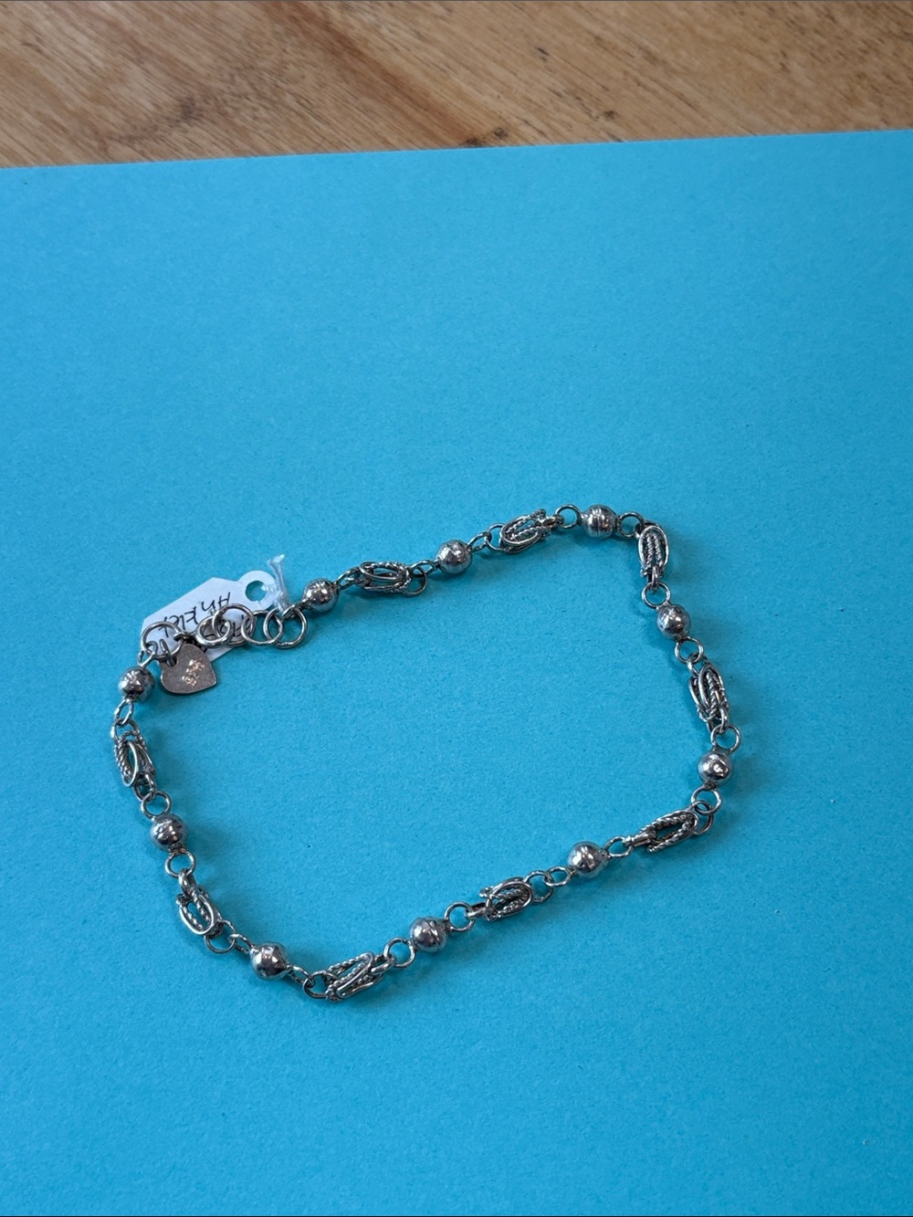 Sterling  Silver Anklet with filigree